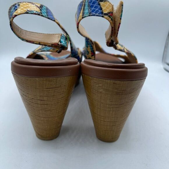NATURALIZER N5 CONTOUR Wooden Heels Floral Slingback Shoes 9 - Picture 5 of 14